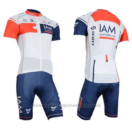 2016 Abbigliamento Ciclismo IAM Rosso e Blu Manica Corta e Salopette